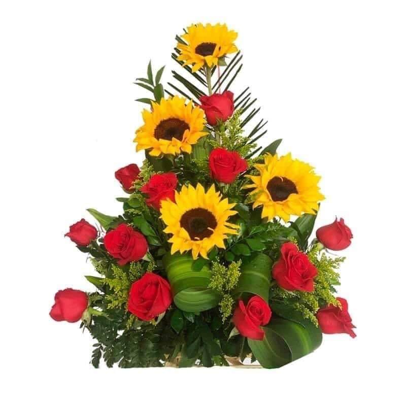 Bouquet Mixto Romance Dorado (Girasoles y Rosas)